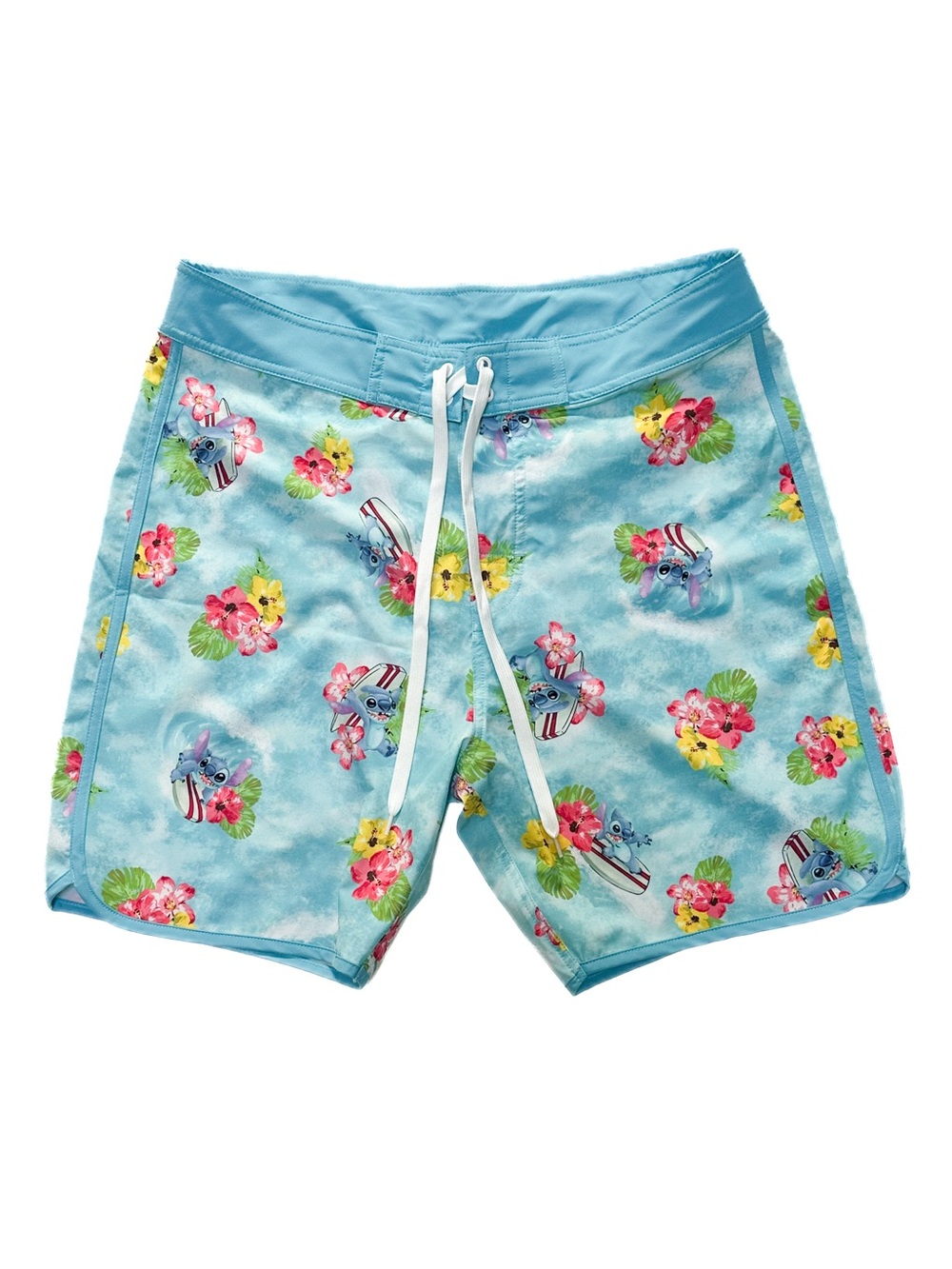 Hot Topic x Disney Lilo & Stitch Surfing Hibiscus Swim Trunks Board Shorts